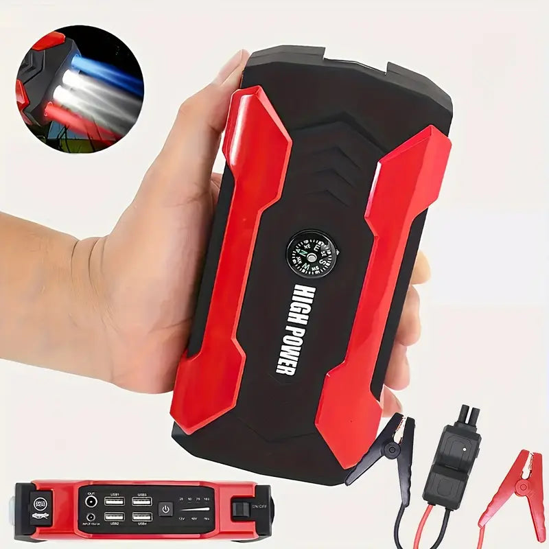 High-Power Portable Car Jump Starter with LED Flashlight - 12V Auto Battery Booster