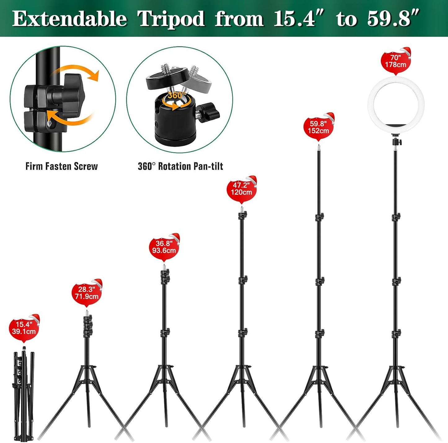 Ring Light with Tripod Stand & Phone Holder - 10 inch Selfie LED Ringlight Dimmable Desktop Lamp 40 Colors RGB Tall Circle Light for Camera Makeup Video YouTube Live Streaming Zoom Meeting