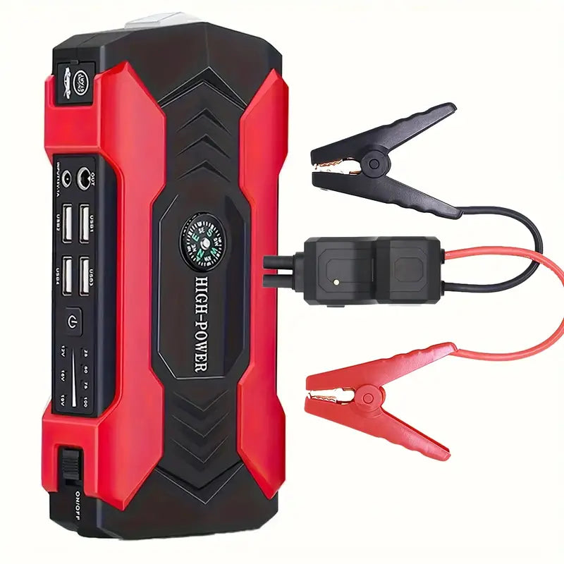 High-Power Portable Car Jump Starter with LED Flashlight - 12V Auto Battery Booster