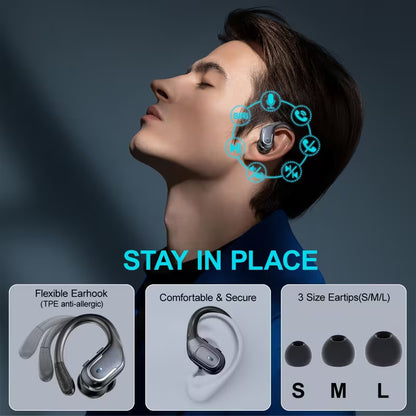 Wireless Earbuds for Running Sports with Earhooks - Pure Bass Sound