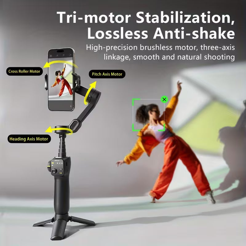 AOCHUAN Smart V8 Smartphone Gimbal Stabilizer - 3-Axis Anti-Shake with AI Tracking