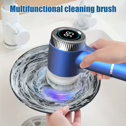 HOTU Electric Spin Scrubber - 3-Speed Rechargeable Cleaning Brush with 5 Brush Heads