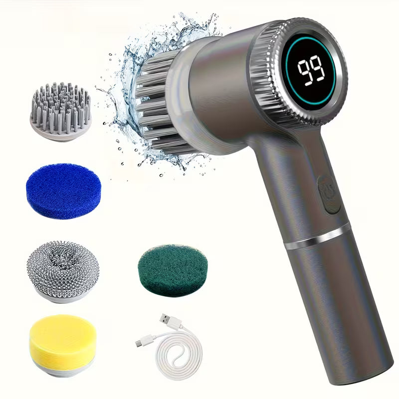 HOTU Electric Spin Scrubber - 3-Speed Rechargeable Cleaning Brush with 5 Brush Heads