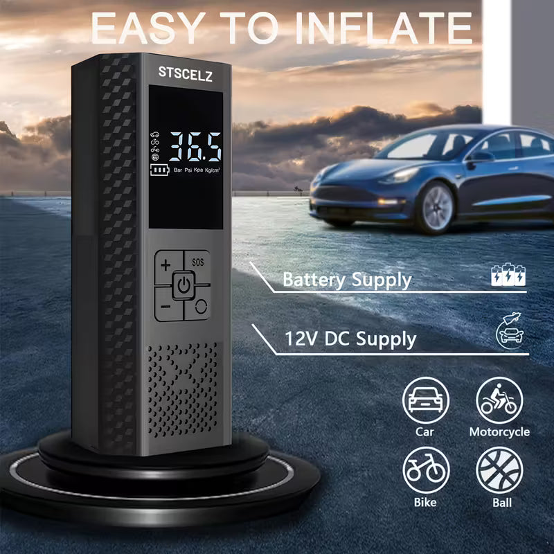 Tire Inflator Portable Air Compressor - 3X Fast 150 PSI Car Tire Air Pump