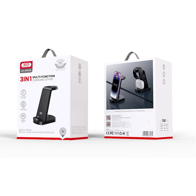 XO Charging Stand WX035 3-in-1 Wireless Charger 15W Black
