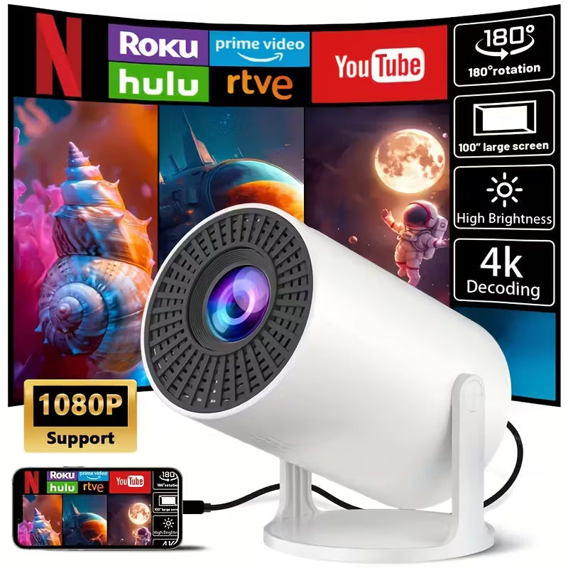 Intelligent 4K LED Projector - WiFi Android Smart Theater Projector