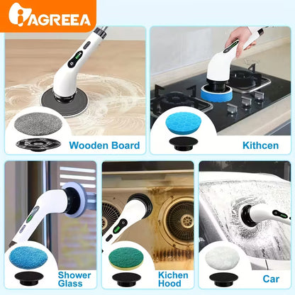 Electric Spin Scrubber - Wireless Cleaning Brush with 8 Brush Heads