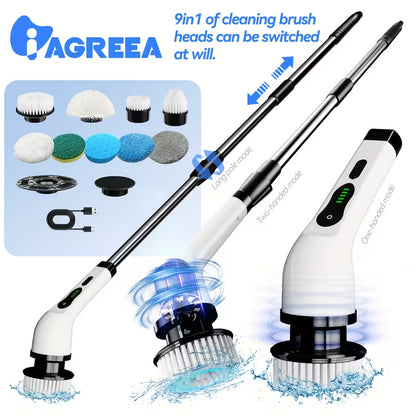 Electric Spin Scrubber - Wireless Cleaning Brush with 8 Brush Heads