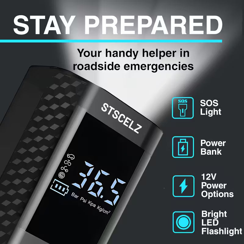 Tire Inflator Portable Air Compressor - 3X Fast 150 PSI Car Tire Air Pump